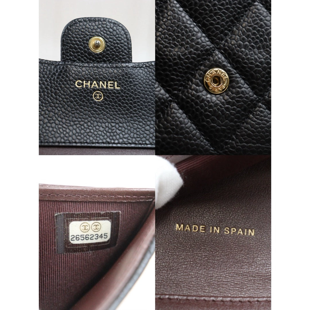 Good ( Rank AB)｜CHANEL Caviar Skin Calf Leather  Black Wallet Made In 2018-2019Year｜V25112103