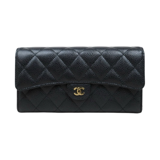 Very Good ( Rank A) ｜CHANEL Caviar Skin Black Long Wallet Made In 2017Year｜25051512