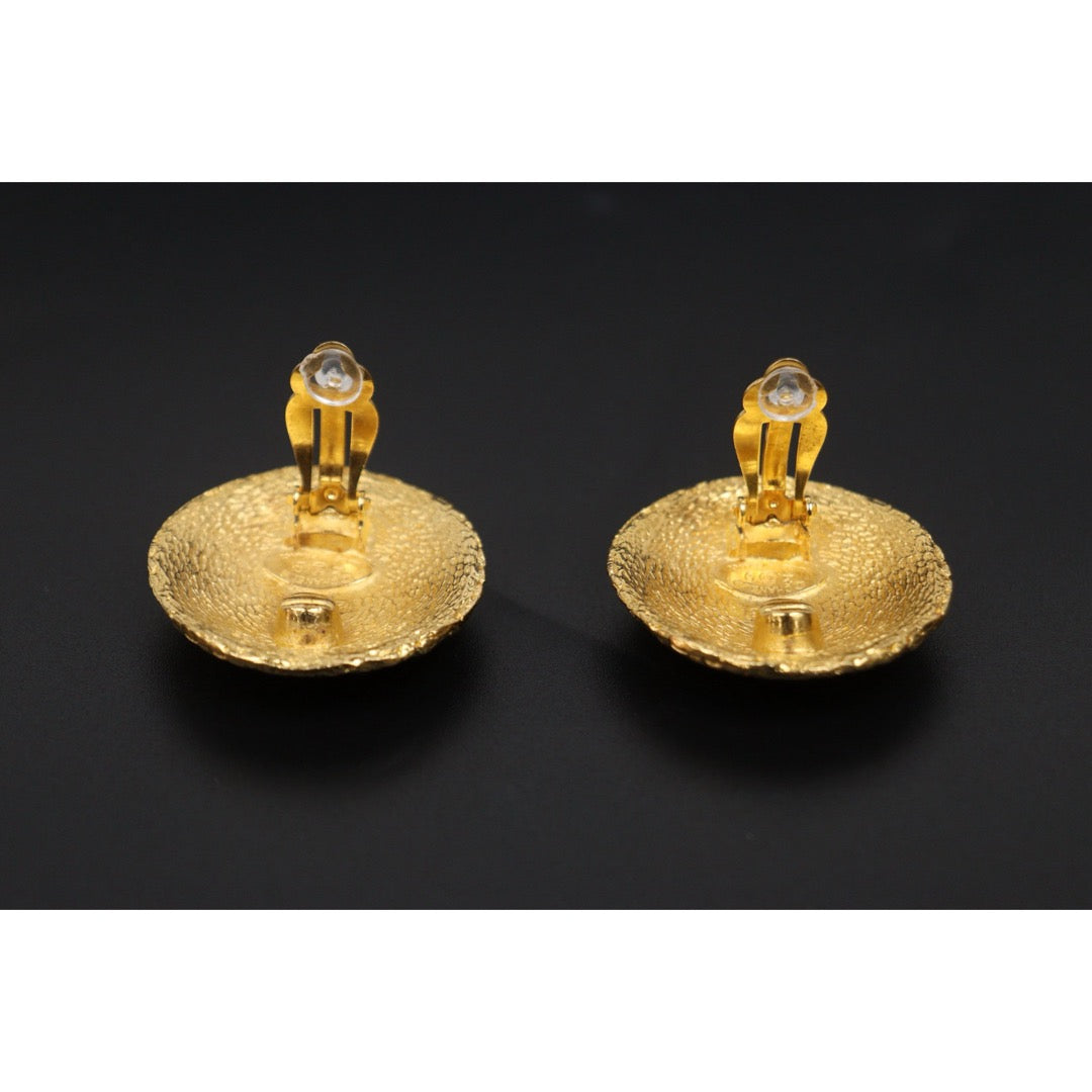 Very Good ( Rank A) ｜ CHANEL Coco Mark  Weave Gold Earrings Made In 1992Year ｜25111004