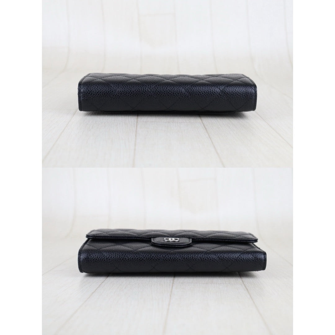 Excellent（Rank SA）｜Chanel Caviar Skin Black  Wallet Made In 2015-2016Year ｜S25061703
