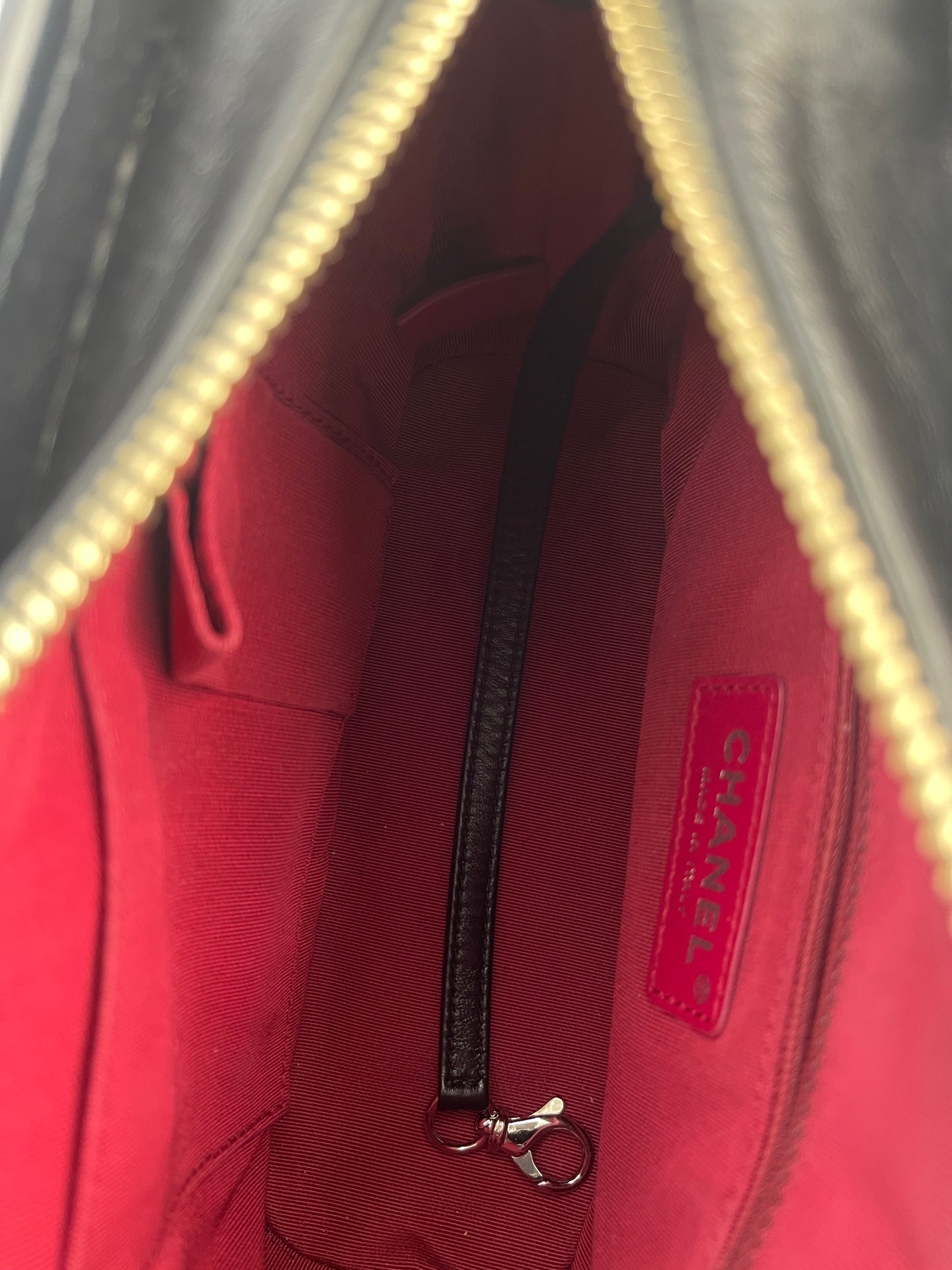 CHANEL PM Gabrielle Calf Leather Handbag Shoulder Bag Black