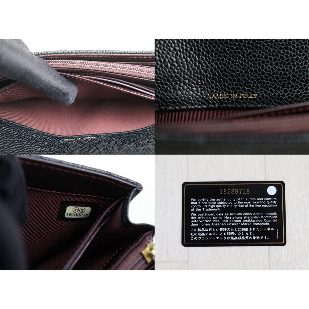 Very Good ( Rank A)｜CHANEL Caviar Skin Black Long Wallet Made In 2013- 2014Year｜S25092001