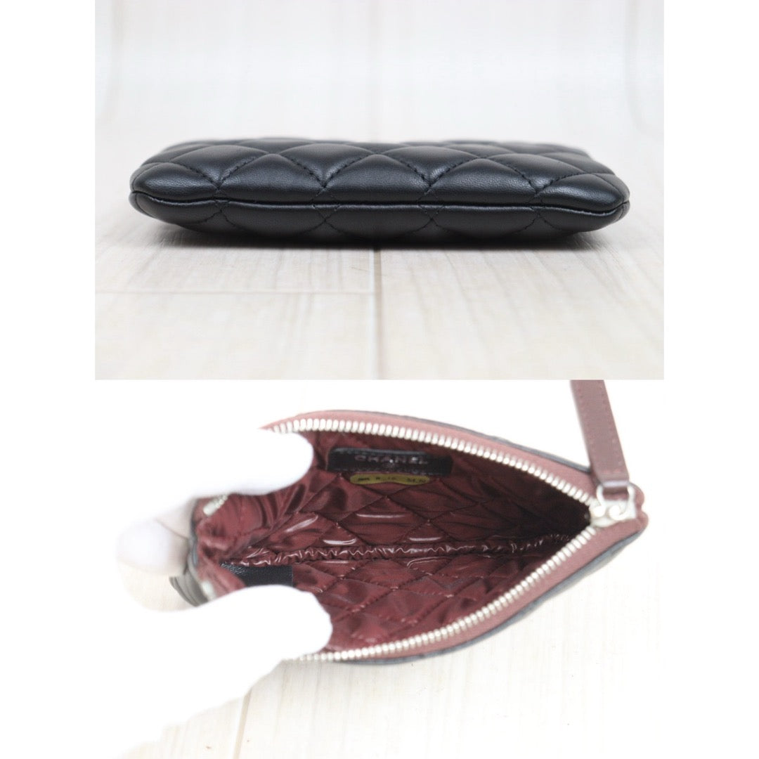 Very Good ( Rank A)｜ CHANEL Coco Mark Lambskin Classic Small Pouch  Black Made In 2014-2015Year｜25091209