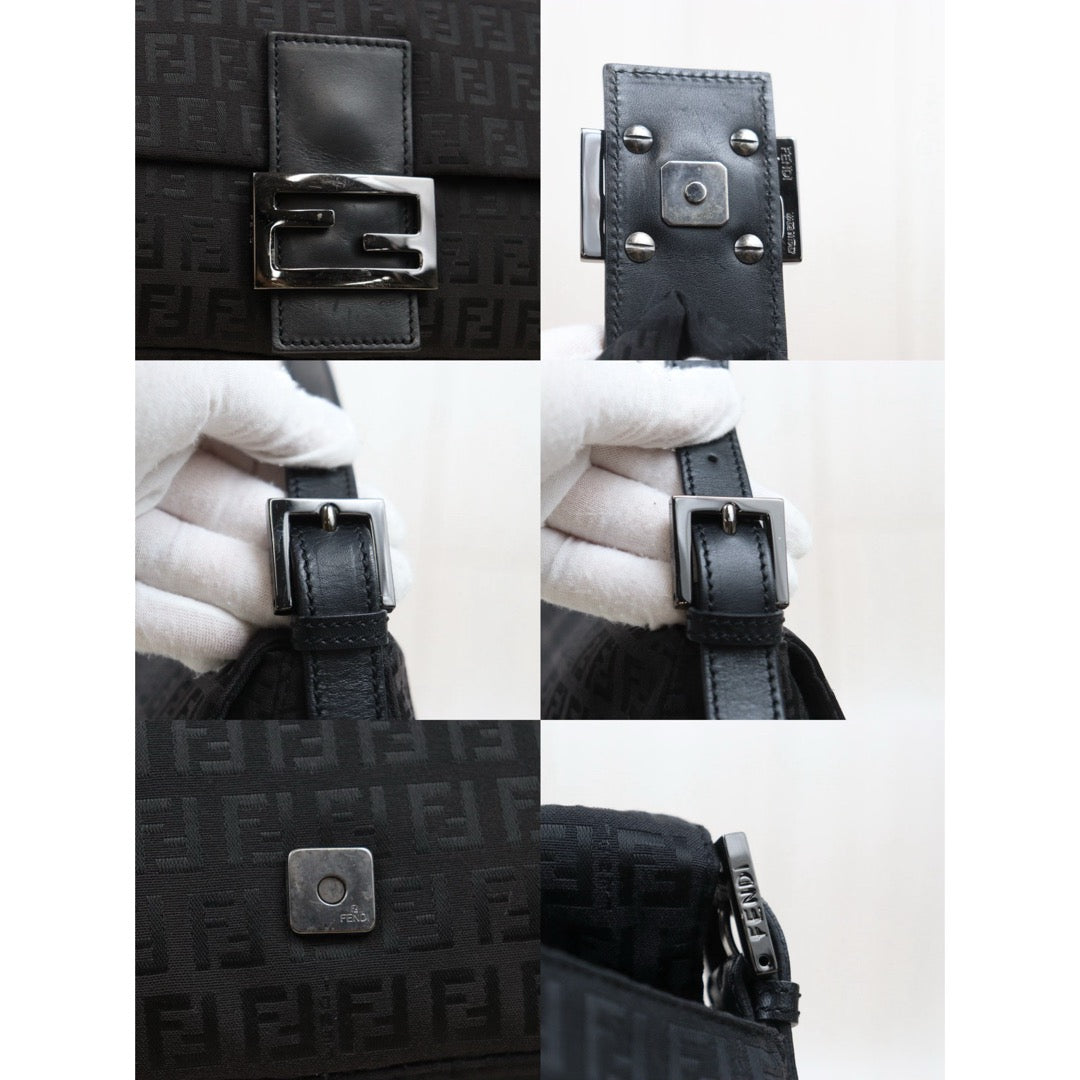 Good ( Rank AB)｜ FENDI Zucca Mamma Baguette Shoulder Bag Black ｜25102306