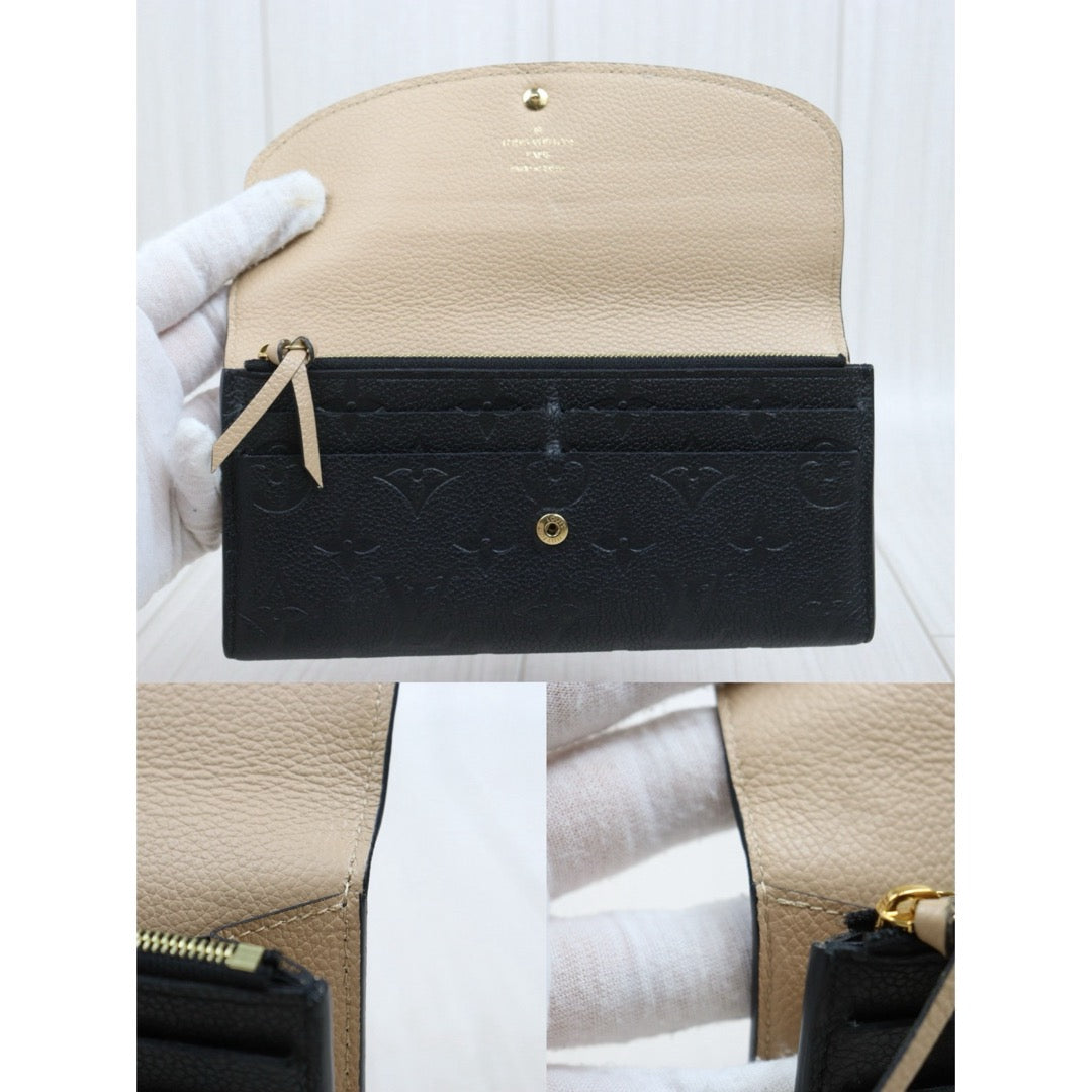 Include Entrupy Certificate of Authenticity｜Good ( Rank AB)｜ Louis Vuitton Monogram Empreinte Emilie Long Wallet Black｜26051402