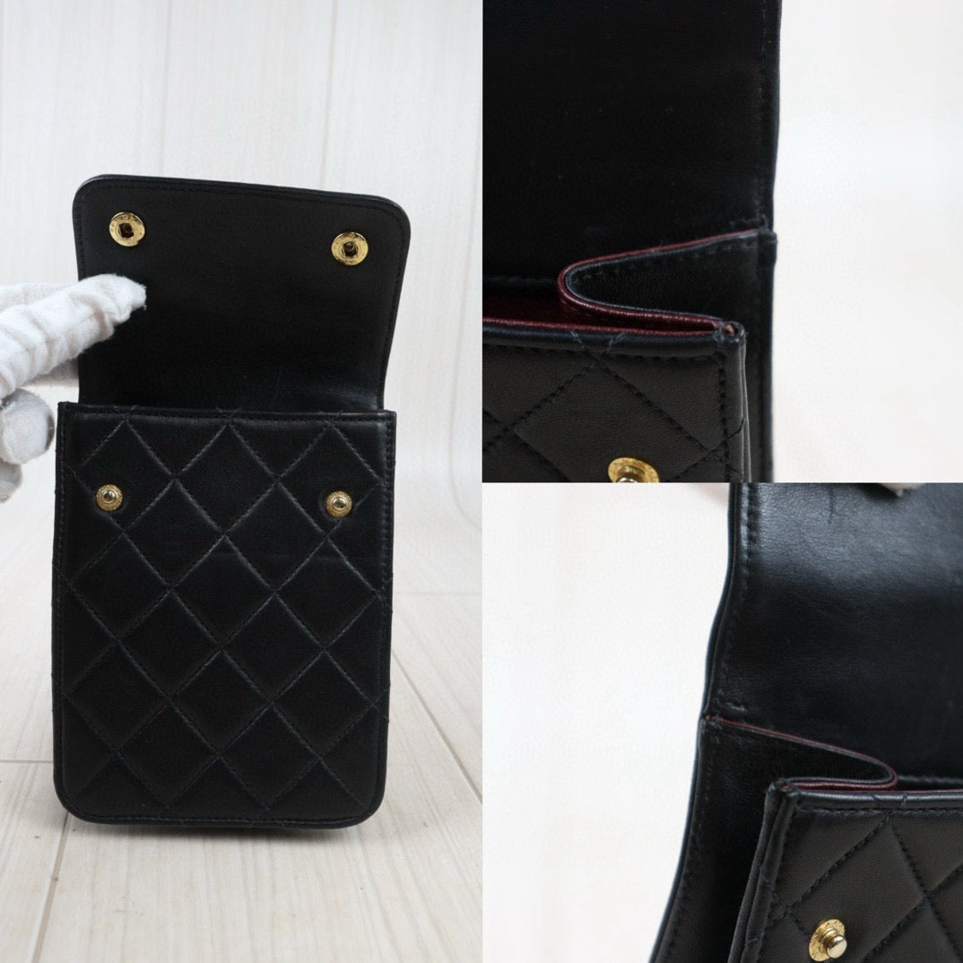 Good ( Rank AB)｜ CHANEL Black Lanbskin Phone Pochette Made In 1996～1997Year ｜W24080702