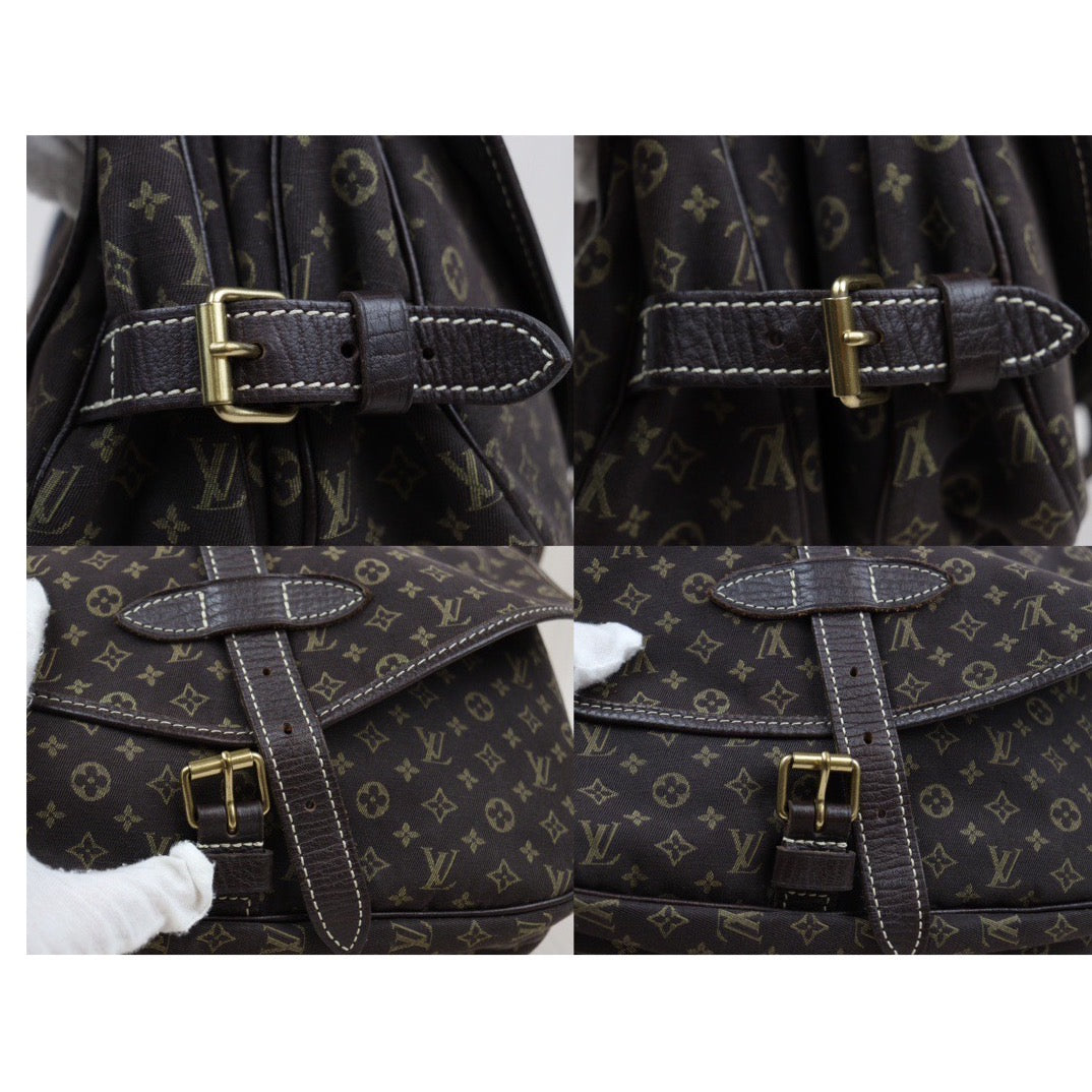 Rank A ｜LV Monogram Mini Run Saumur  Shoulder Bag Canvas Leather Brown｜24032923