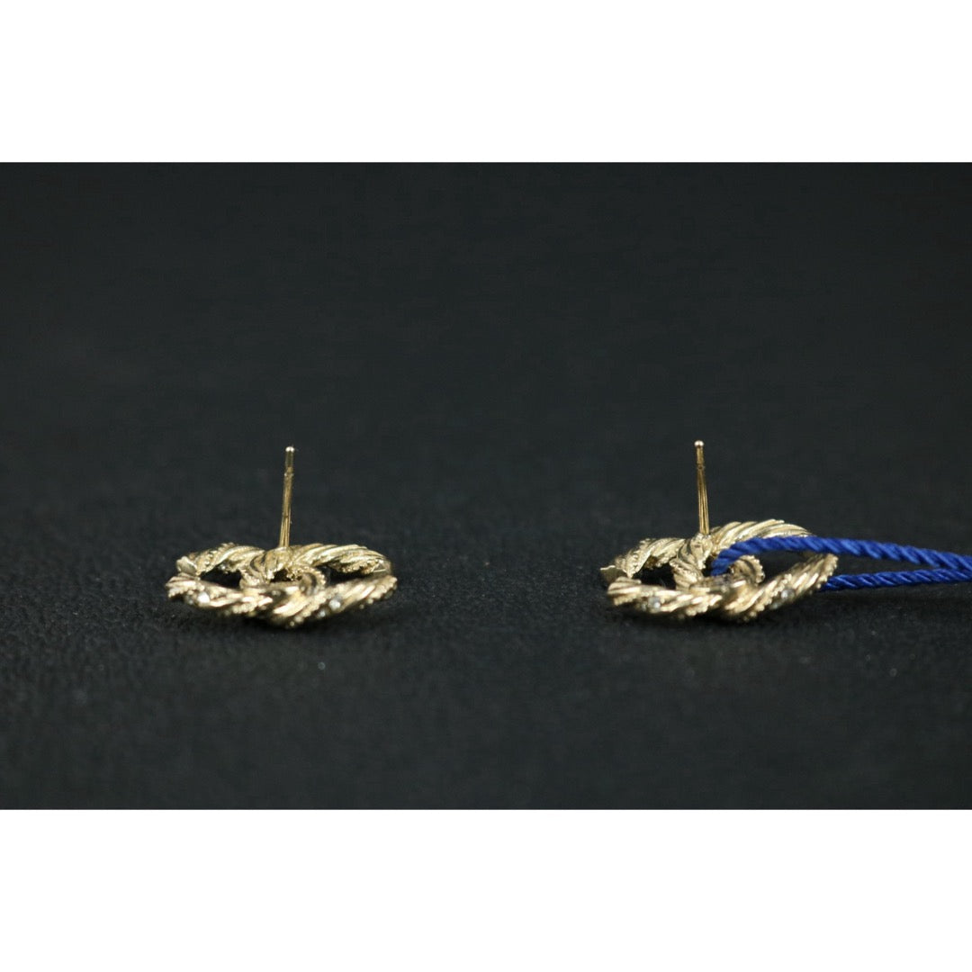 Include Authentic Detective Certificate of Authenticity｜Very Good ( Rank A) ｜CHANEL F14V COCO Mark Braids Rhinestone Earrings Made In 2014 Year｜S26062505