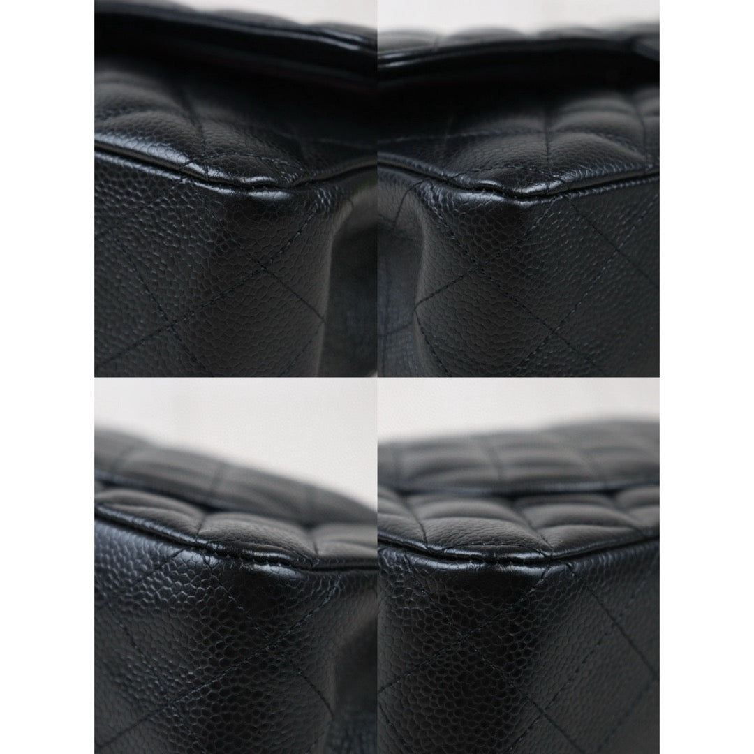 Very Good ( Rank A)｜ CHANEL Caviar Skin Matrasse Double Flap 25 Shoulder Bag Black ｜S24071441