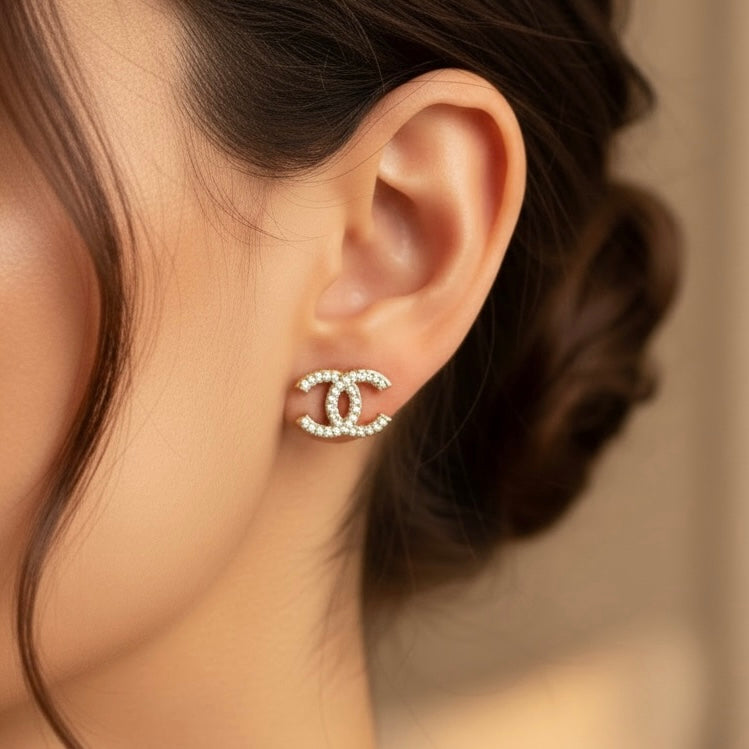 Include Authentic Detective Certificate of Authenticity｜Very Good ( Rank A) ｜CHANEL A14K COCO Mark Rhinestone Earrings Made In 2014Year｜S26040810