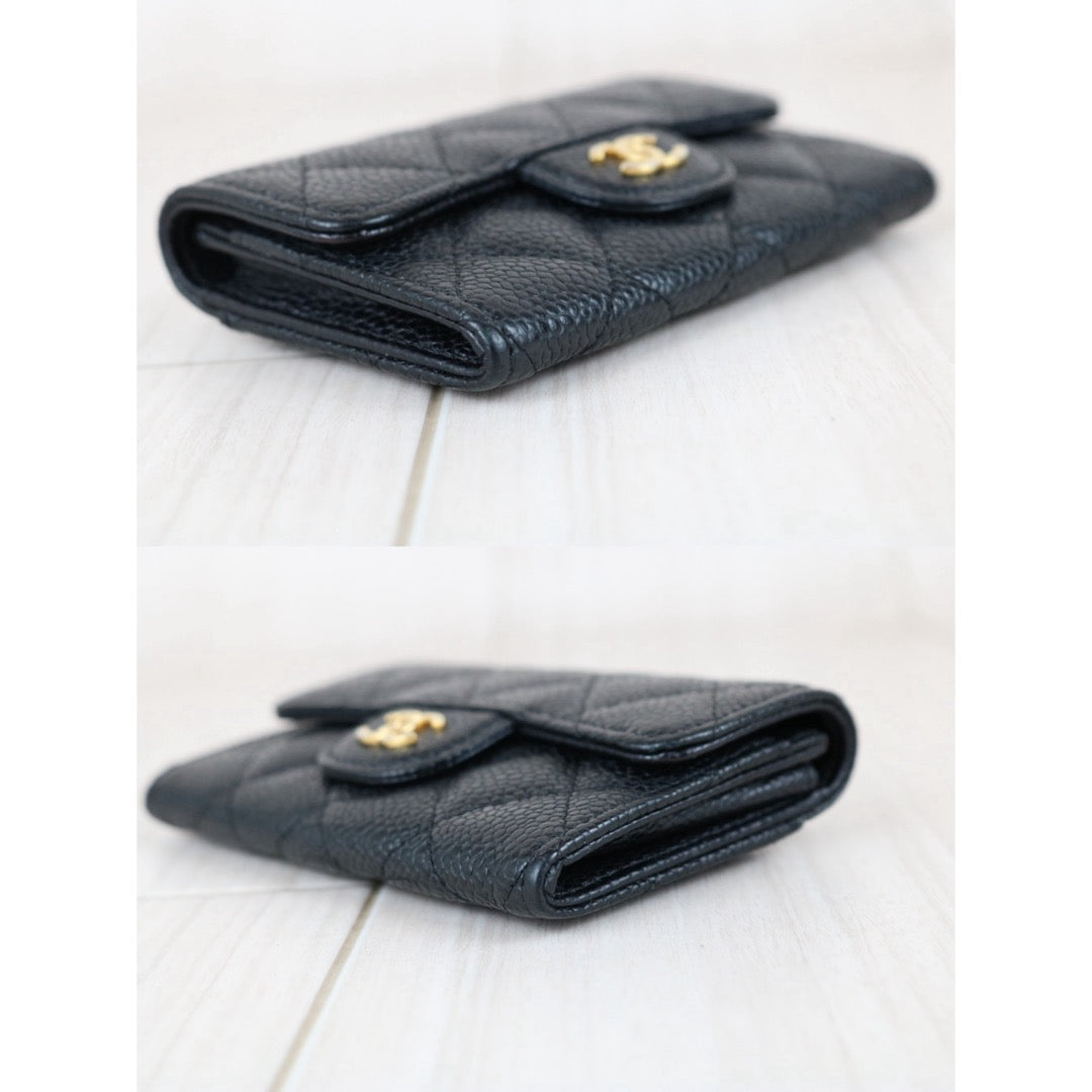 Include Entrupy Certificate of Authenticity｜Very Good ( Rank A)｜CHANEL Caviar Skin Black Card Holder Made In 2019-2020Year｜S26051102