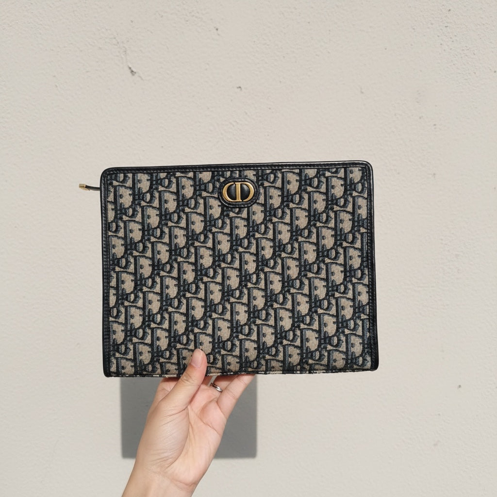 Include Entrupy Certificate of Authenticity｜Very Good ( Rank A)｜Dior Montaigne Oblique Pouch Handbag 26｜S26060612