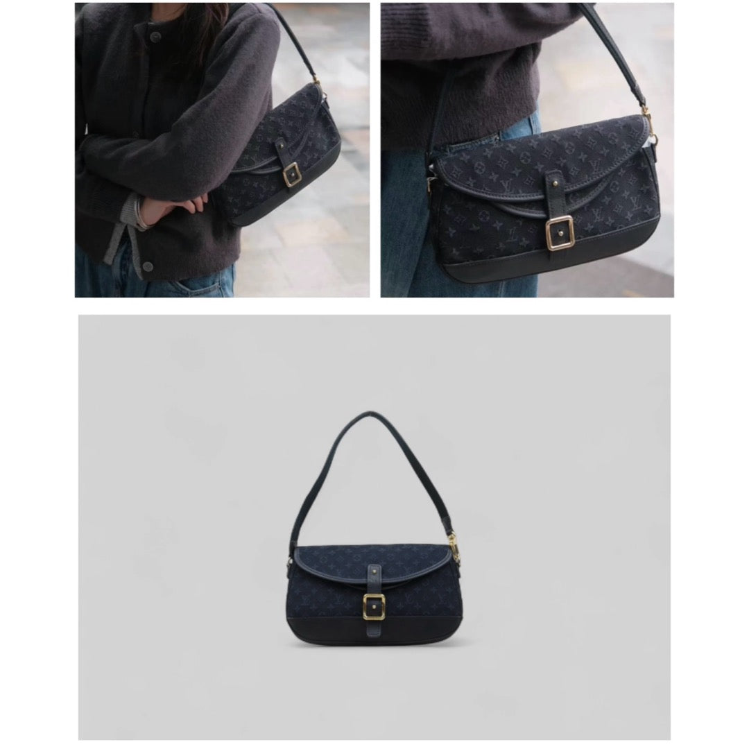 Good ( Rank AB) ｜LV Monogram Denim Shoulder Bag Dark Blue｜25052102