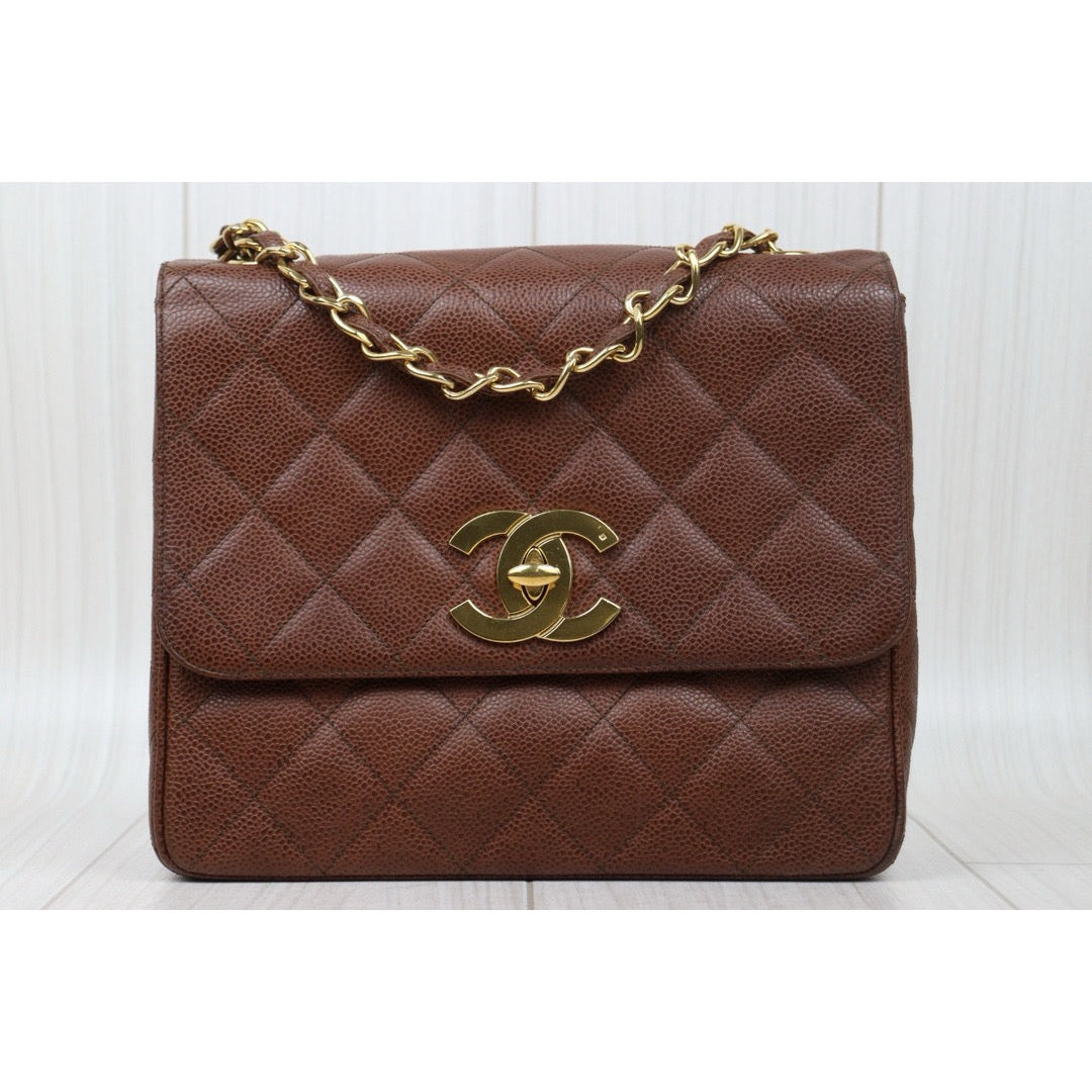 Good ( Rank AB)｜ CHANEL  Caviar Skin Leather Calf Leather Square 25 Shoulder Bag BrownMade In 1996～1997Year ｜24112818