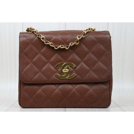 Good ( Rank AB)｜ CHANEL  Caviar Skin Leather Calf Leather Square 25 Shoulder Bag BrownMade In 1996～1997Year ｜24112818