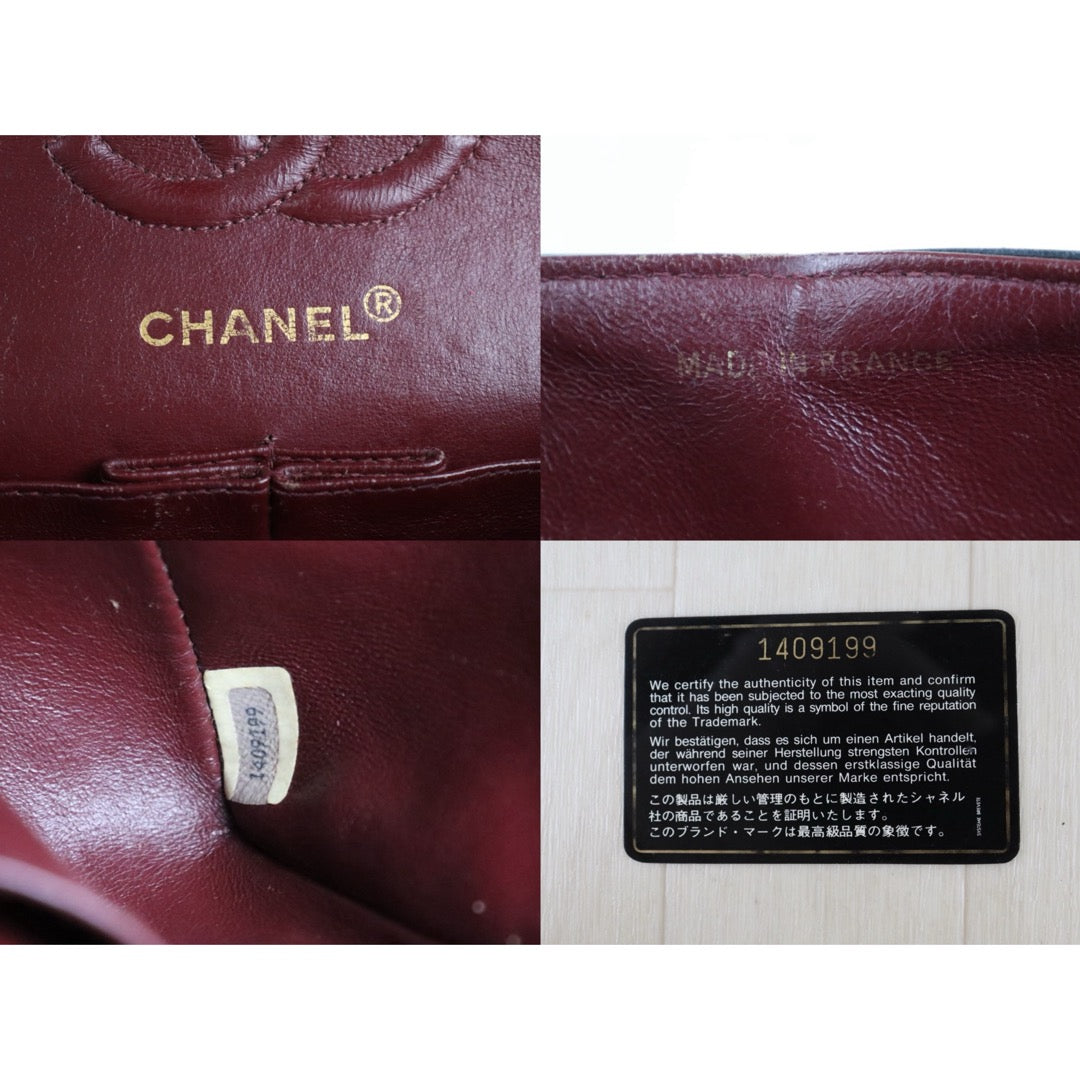 Include Entrupy Certificate of Authenticity｜Good ( Rank AB)｜ CHANEL Lamb Skin Matrasse Chain Double Flap 25 Shoulder Bag  Black Made In 1989-1991 Year｜S26083009