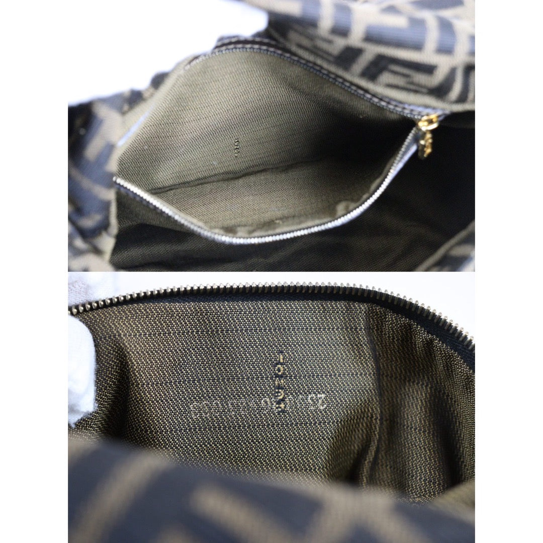 Rank A｜ FENDI Zucca Mamma Baguette Shoulder Bag Gold Hardware｜23112107