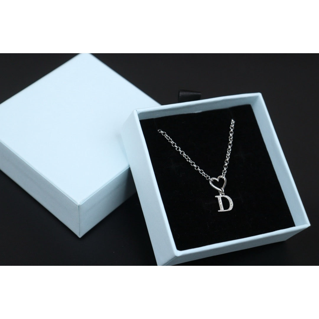 Very Good ( Rank A) ｜ Dior  Heart＆D Necklace Silver Plated ｜V25071017