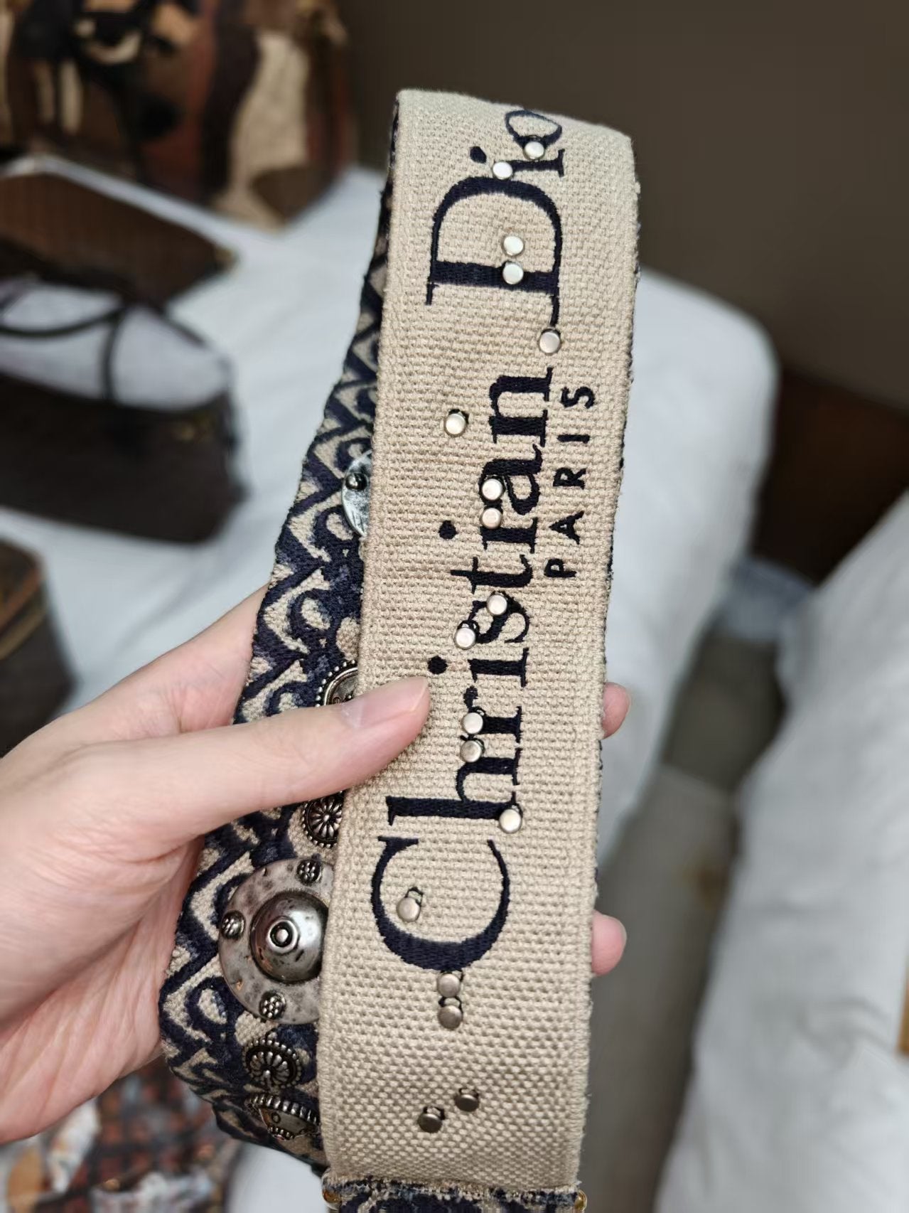Very Good ( Rank A)｜Dior Trotter Saddle Shoulder Bag Medium with strap and Entrupy Certificate of Authenticity