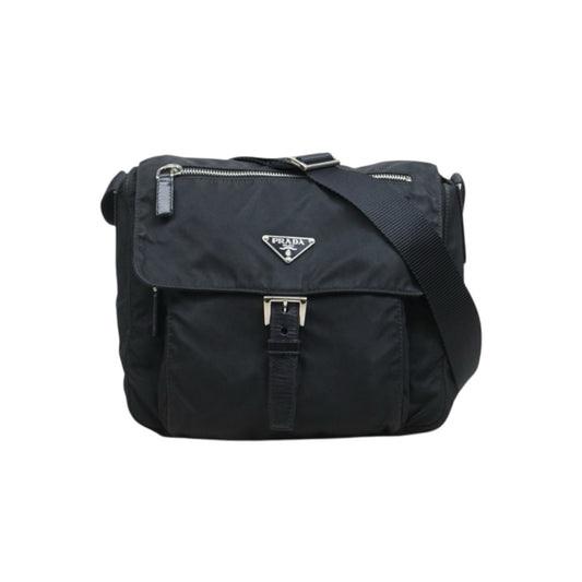Include Entrupy Certificate of Authenticity｜Good ( Rank AB) ｜Prada  Nylon Black Shoulder Bag  Silver Hardware｜26070203