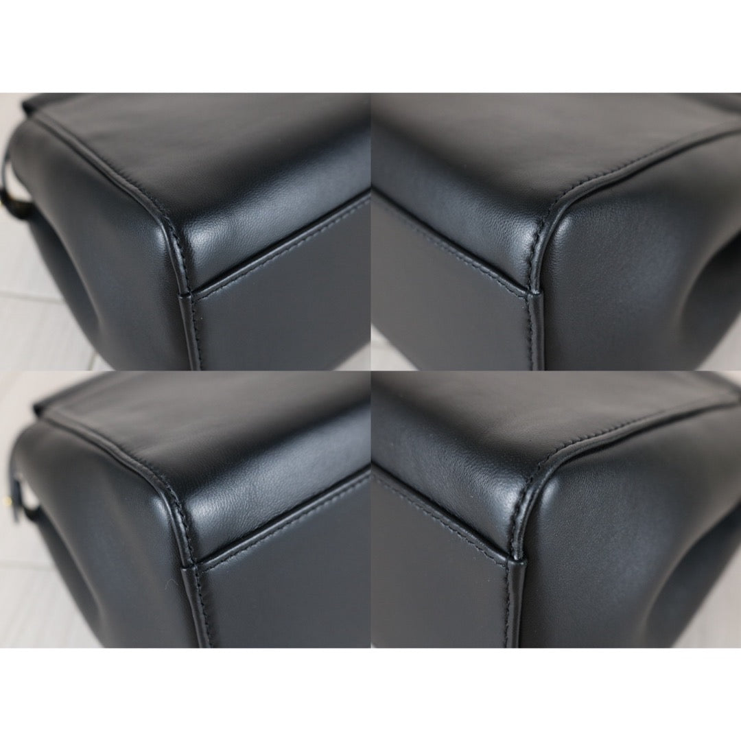 Excellent（Rank SA） ｜ FENDI Calf Leather Peekapoo iconic mini Handbag With Shoulder Bag Black｜S25111802