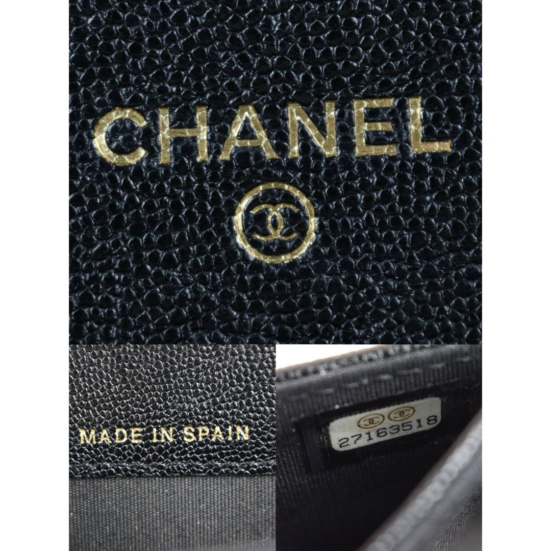 Include Entrupy Certificate of Authenticity｜Excellent（Rank SA）｜Full Set Chanel Caviar Skin Black Leboy Card Holder Made In 2019Year ｜X26051703