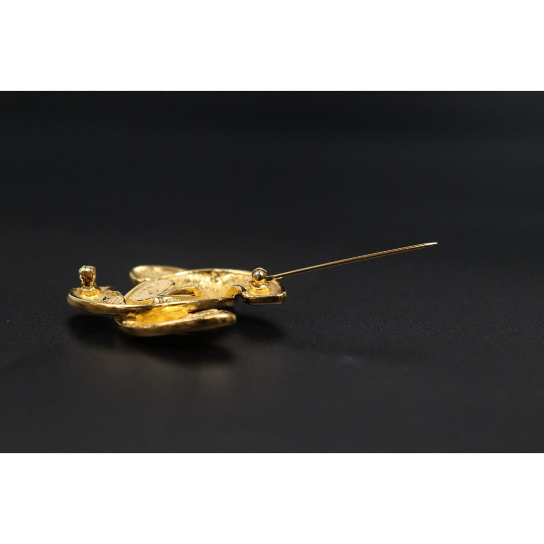 Include Authentic Detective Certificate of Authenticity｜Very Good ( Rank A)｜ CHANEL Vintage Coco Mark 24K Golden Brooch ｜Y26040604