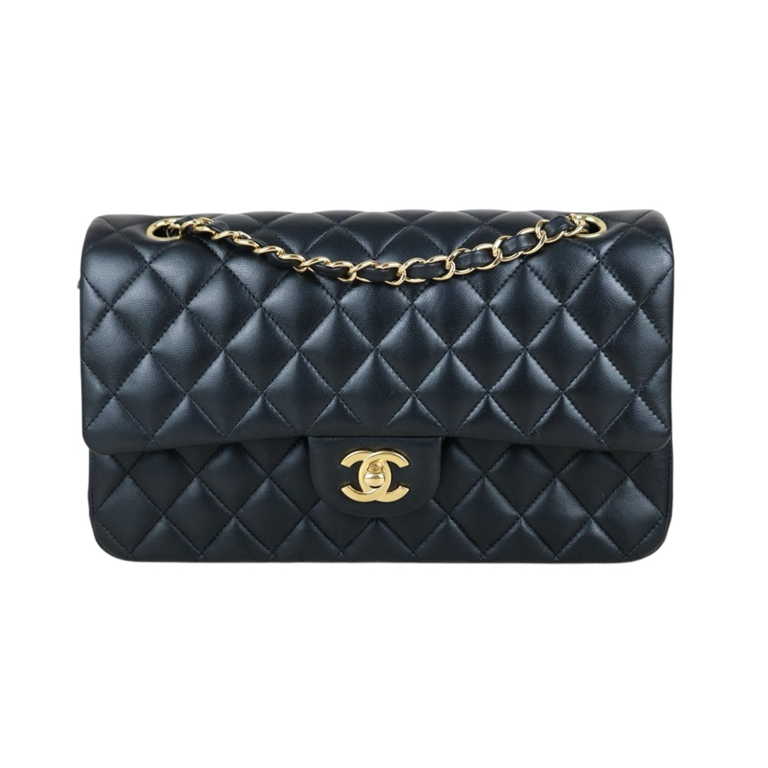 Include Entrupy Certificate of Authenticity｜Very Good ( Rank A)｜ CHANEL Lamb Skin Matrasse Chain Double Flap 25 Shoulder Bag  Black Made In 2018-2019Year｜S26101201