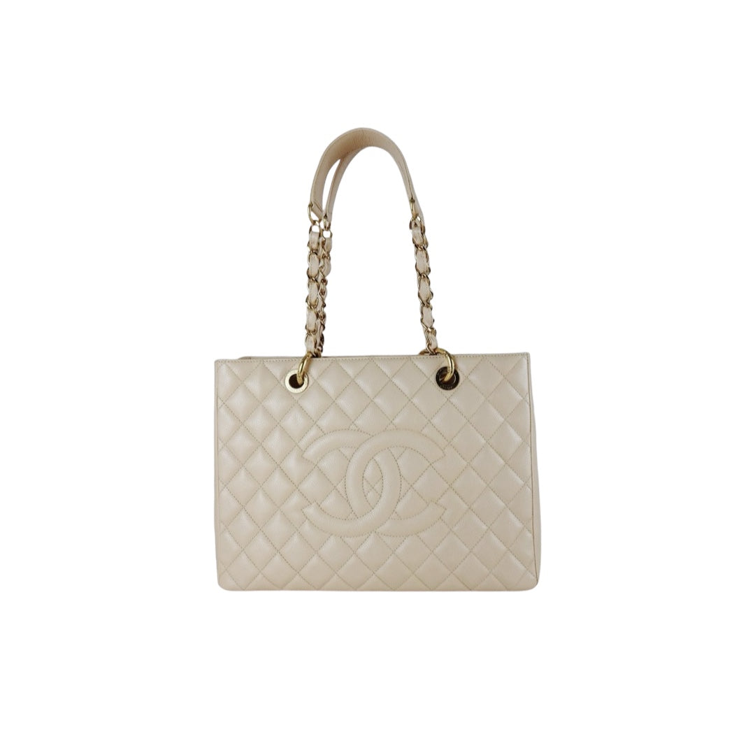 Very Good ( Rank A) ｜ CHANEL Caviar Skin Matrasse Chain GST Tote Bag  Beige  Made In 2010-2011Year｜S25122306