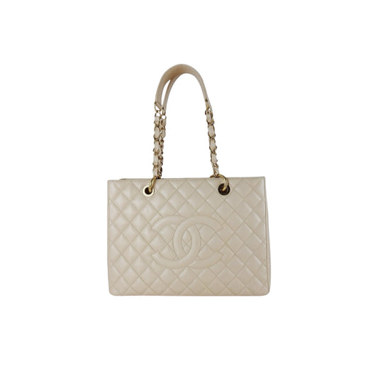 Very Good ( Rank A) ｜ CHANEL Caviar Skin Matrasse Chain GST Tote Bag  Beige  Made In 2010-2011Year｜S25122306
