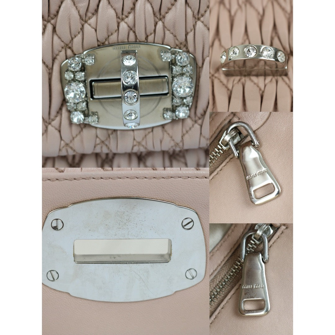 Very Good ( Rank A)｜MiuMiu Lamb Skin Gem Chain Shoulder Bag ｜S24111808