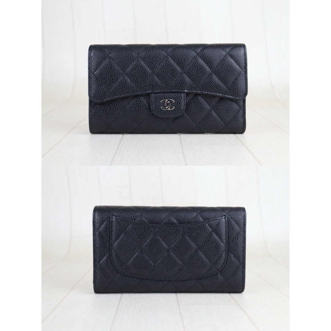 Excellent（Rank SA）｜Full Set Chanel Caviar Skin Black  Wallet Made In 2014Year ｜S25101202
