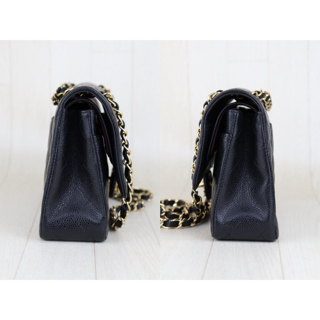 Very Good ( Rank A)｜ CHANEL Caviar Skin Matrasse Double Flap 25 Shoulder Bag Black Made In 2010-2011 Year｜S25032101