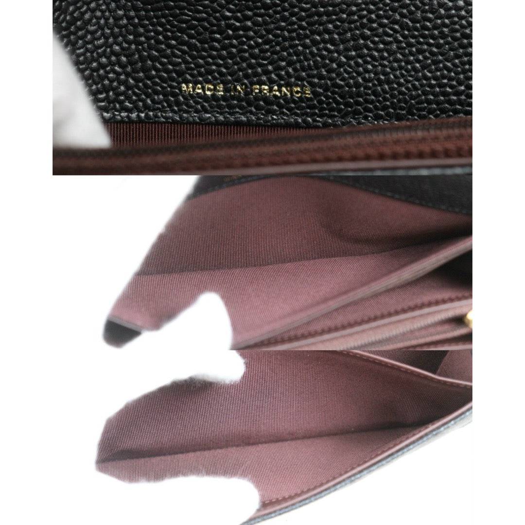 Include Entrupy Certificate of Authenticity｜Very Good ( Rank A)｜CHANEL Caviar Skin Black Long Wallet Made In 2016-2017Year｜26100701