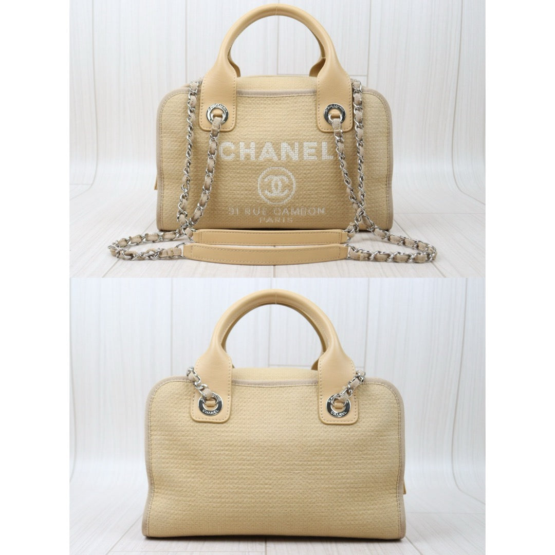 Very Good ( Rank A)｜ CHANEL Canvas  Bowling Bag Beige｜S24042502