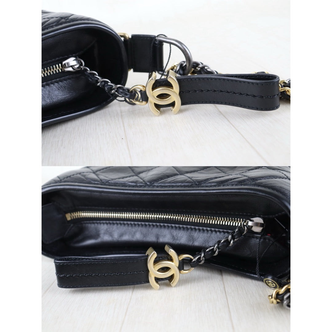 Include Entrupy Certificate of Authenticity｜Very Good ( Rank A) ｜CHANEL PM Gabrielle Calf Leather Shoulder Bag Black Made In 2019-2020Year｜Z26091503