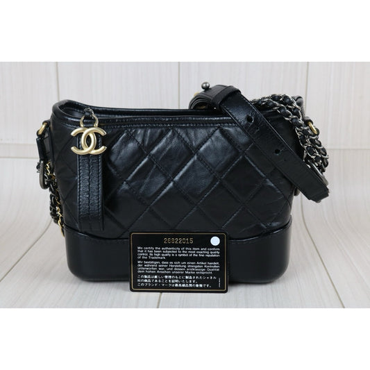 Include Entrupy Certificate of Authenticity｜Very Good ( Rank A) ｜CHANEL PM Gabrielle Calf Leather Shoulder Bag Black ｜S26080603