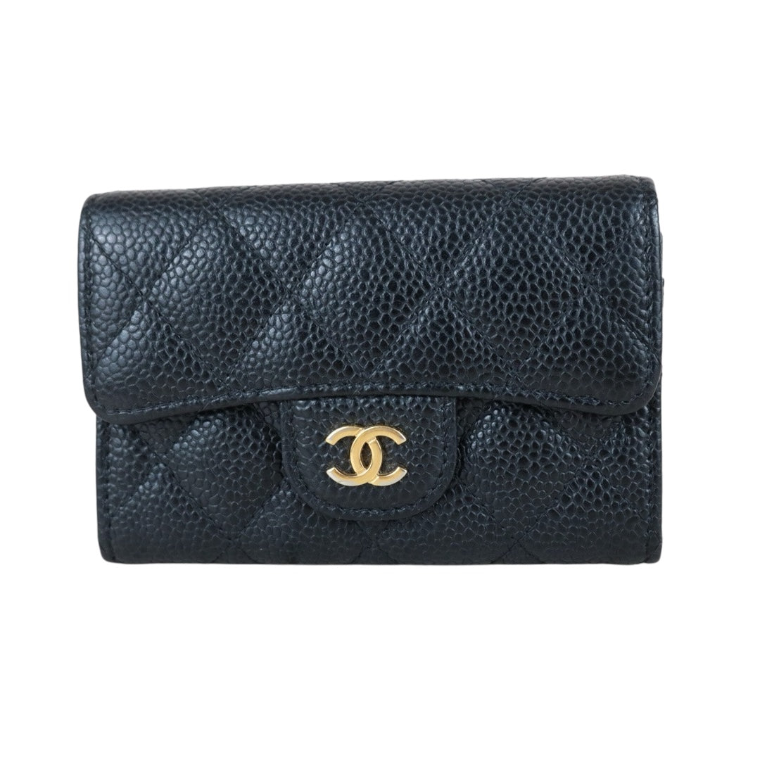 Include Entrupy Certificate of Authenticity｜Very Good ( Rank A)｜CHANEL Caviar Skin Black Card Holder Made In 2019-2020Year｜S26051102