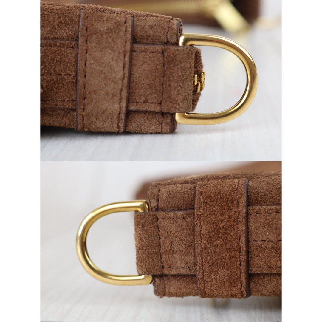 Include Entrupy Certificate of Authenticity｜Good ( Rank A) ｜CELINE Ava Fringes Strap Brown Shoulder Bag ｜X26051716
