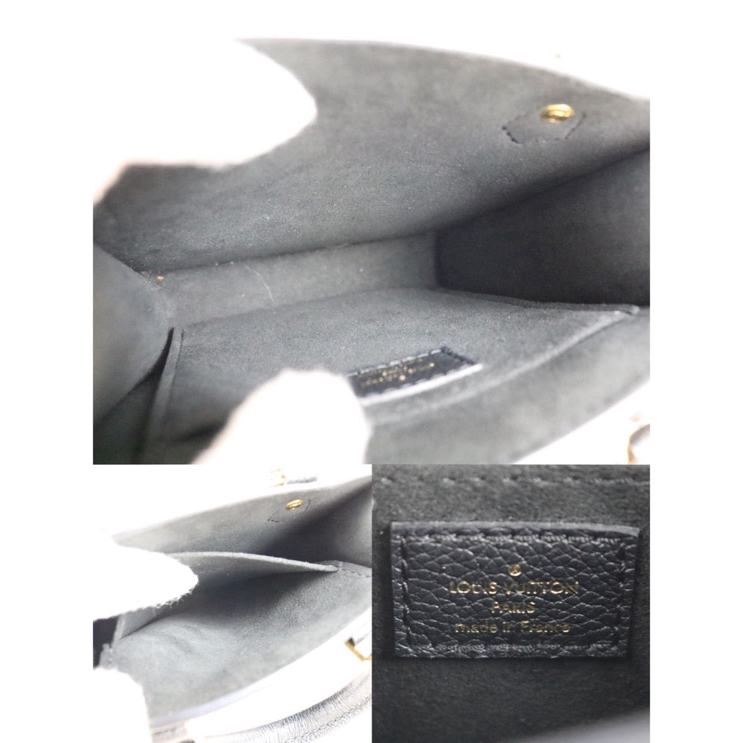 Include Entrupy Certificate of Authenticity｜Very Good ( Rank A)｜Louis Vuitton Monogram Empreinte Petit Sac Plat MINI Tote Bag Shoulder Bag Black IC Chips Model｜S26053006