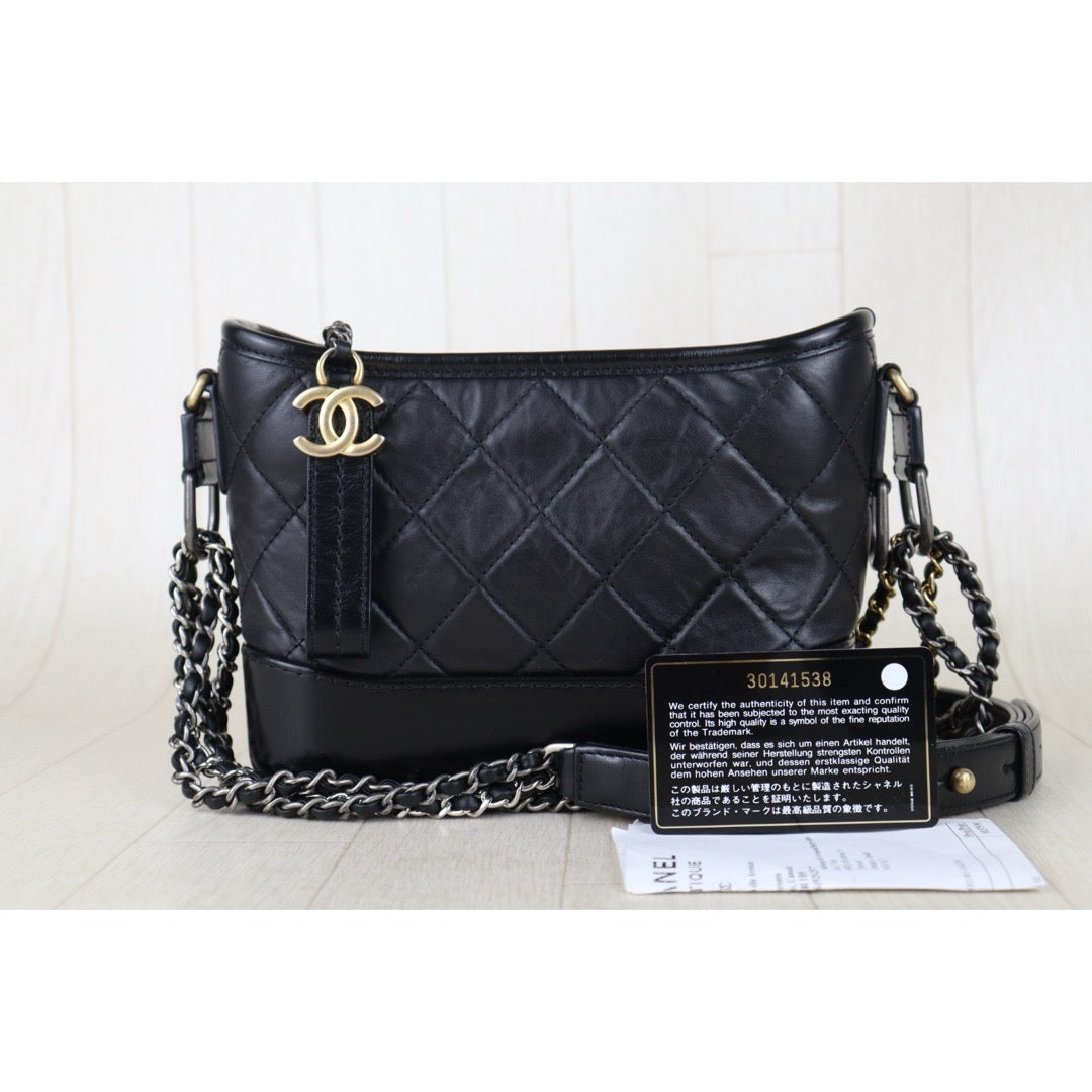 Include Entrupy Certificate of Authenticity｜Very Good ( Rank A) ｜CHANEL PM Gabrielle Calf Leather Shoulder Bag Black Made In 2020-2021Year｜S26062513