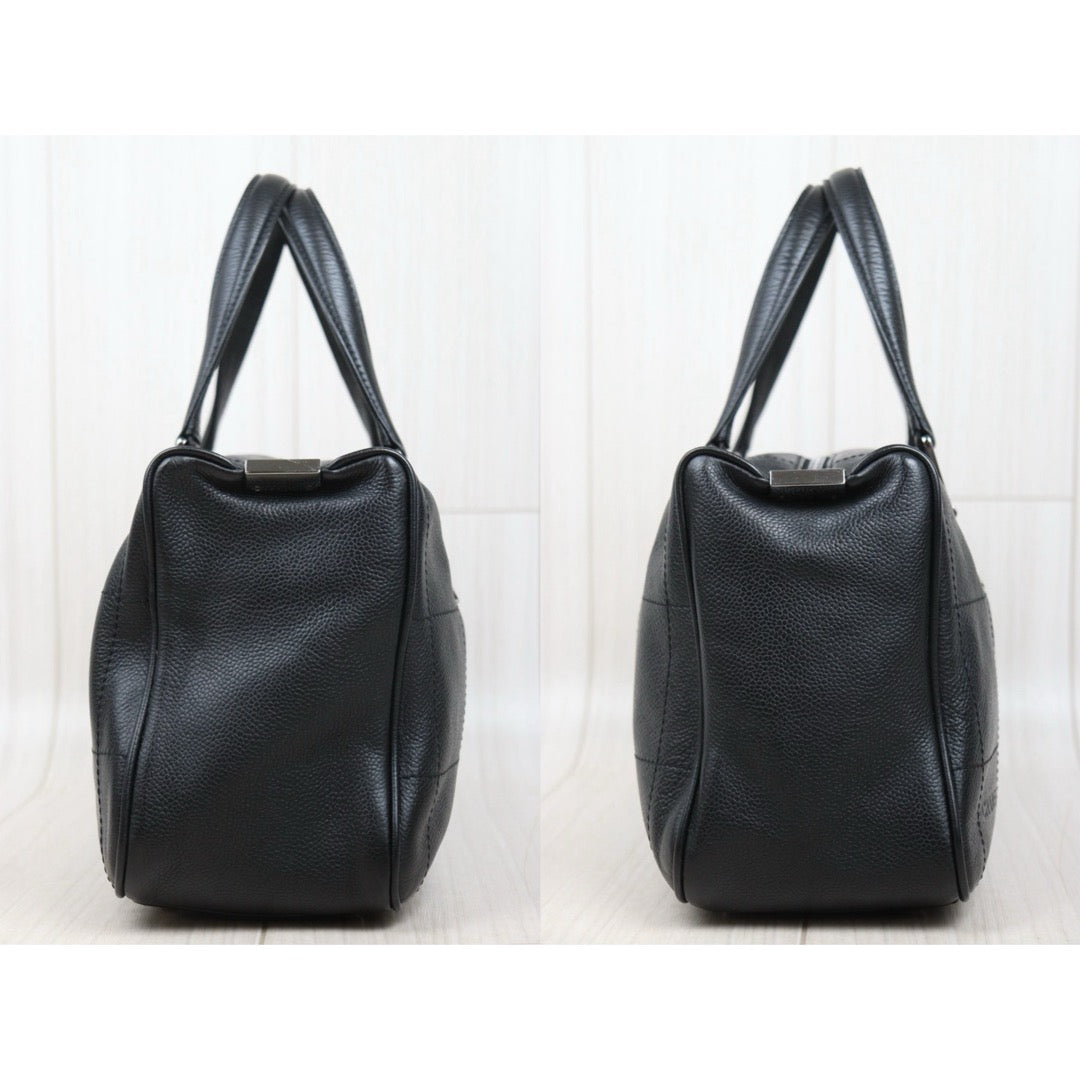 Very Good ( Rank A)｜ CHANEL Calfskin Choco Bar Handbag Black Made in 2003-2004 Year｜P25062706