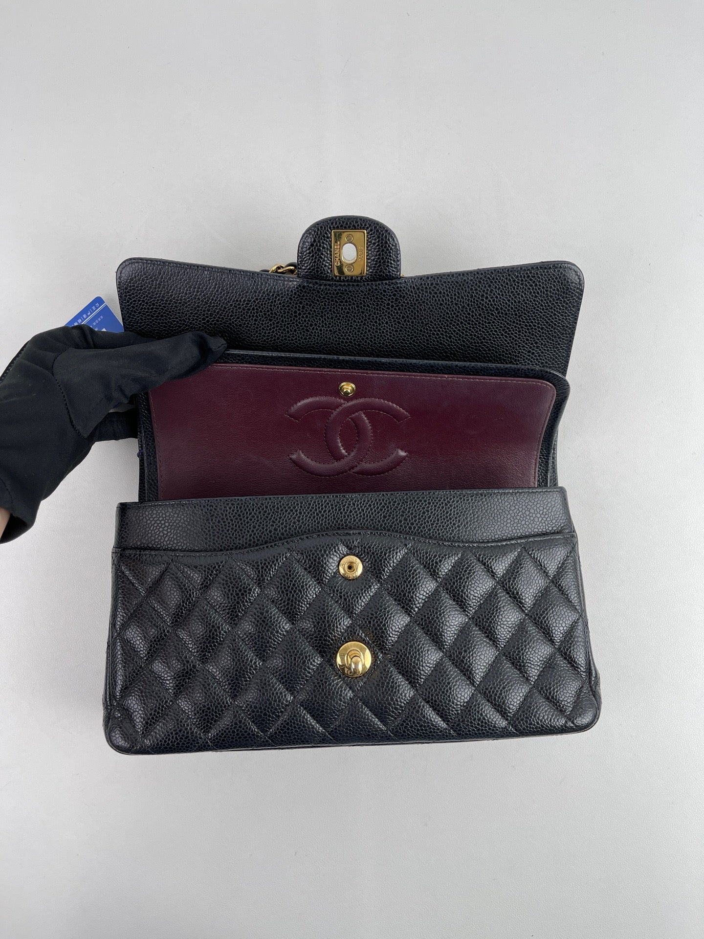 Include Entrupy Certificate of Authenticity｜Very Good ( Rank A)｜ CHANEL Caviar Skin Calf Leather Double Flap 25