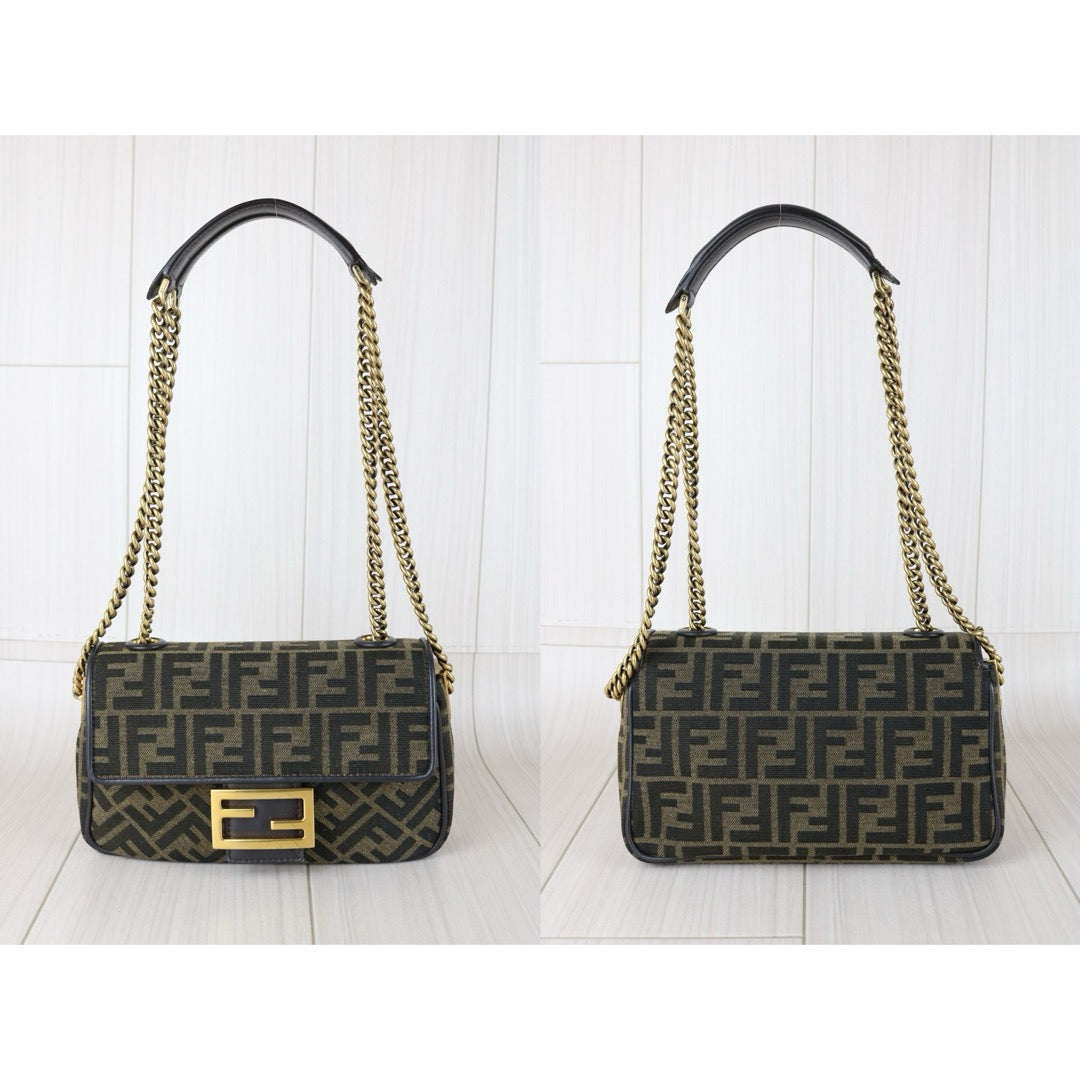 Very Good ( Rank A)｜ FENDI Zucca Mamma Baguette  Chain Shoulder Bag PM Current Model｜S25103008