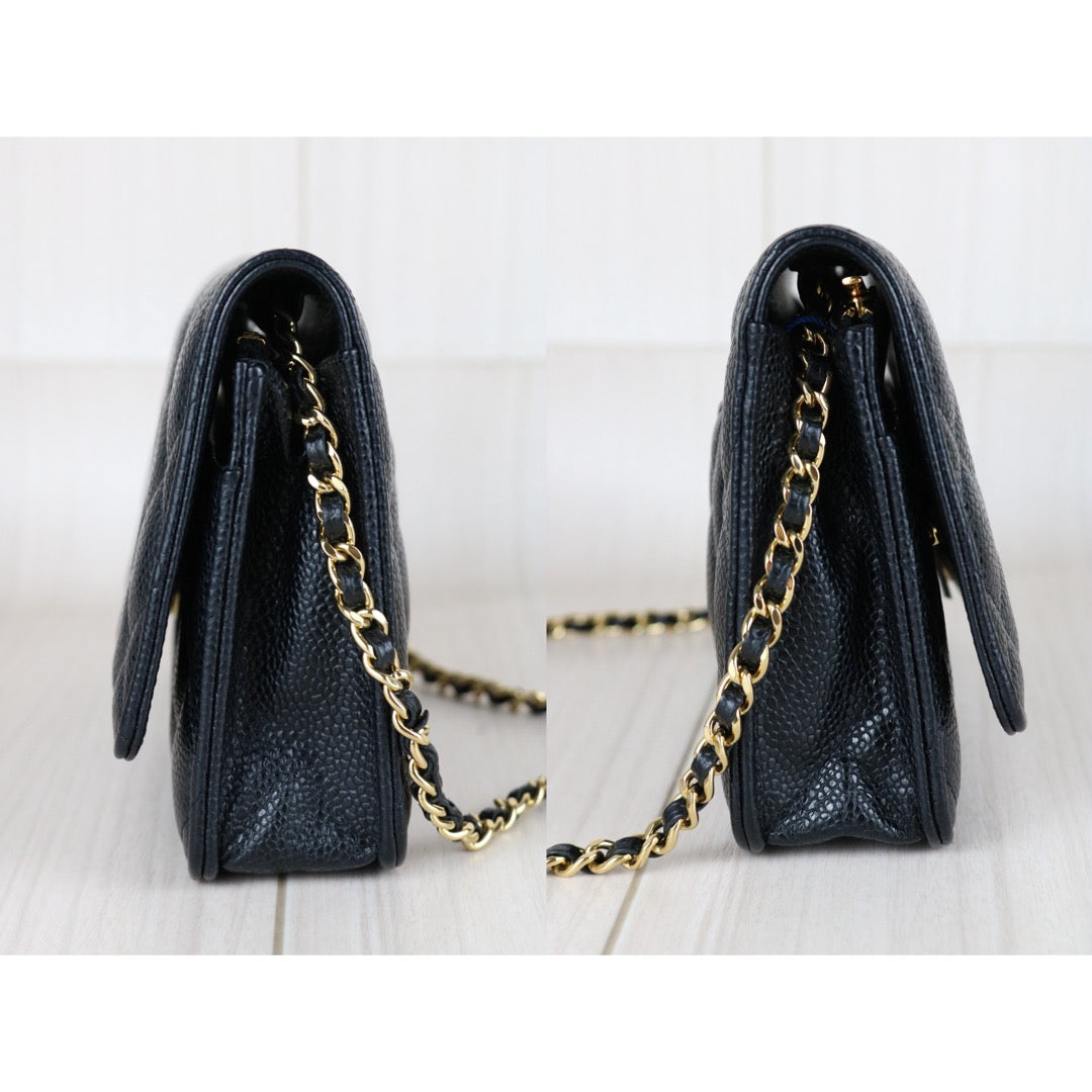 Very Good ( Rank A) ｜Full Set CHANEL Matrasse Chain Caviar Skin WOC19 Shoulder Bag Black Made In 2020Year ｜W25111203