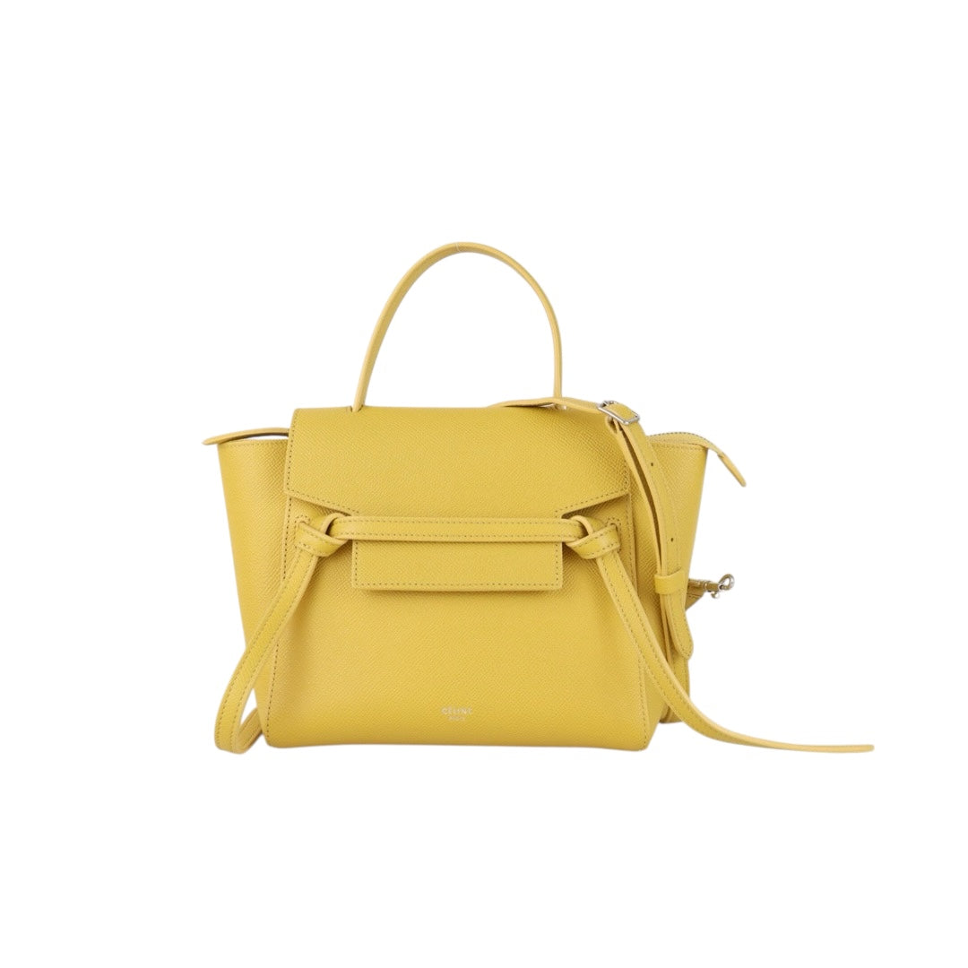Very Good ( Rank A)｜CELINE Calf Leather  Belt Nano Handbag Shoulder Bag Yellow｜S25103003