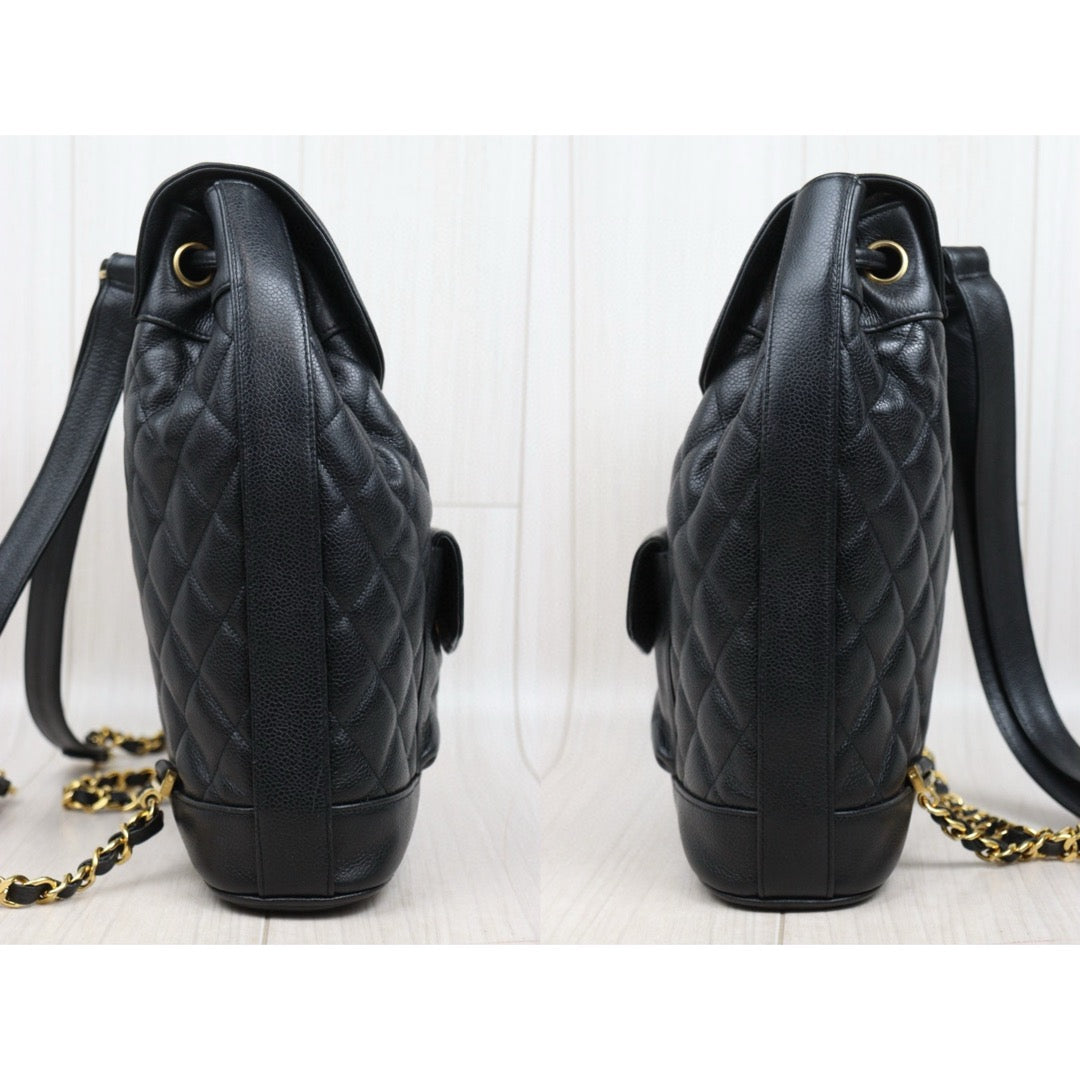 Include Entrupy Certificate of Authenticity｜Good ( Rank AB)｜CHANEL  Caviar Skin Leather Calf Backpack  Black Made in 1991-1994Year｜25042802