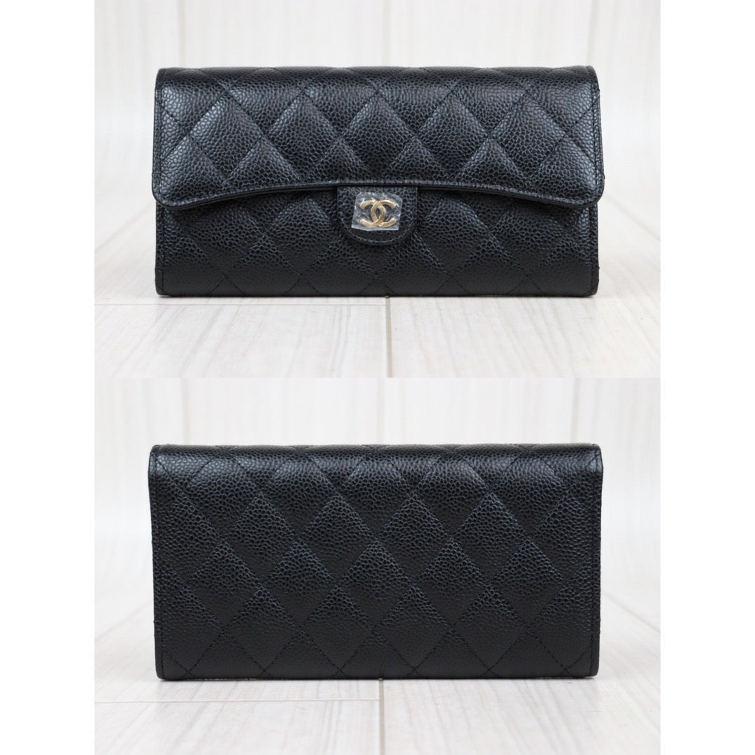 Rank SA ｜CHANEL Caviar Skin Black Long Wallet Made In 2017Year｜S23121104