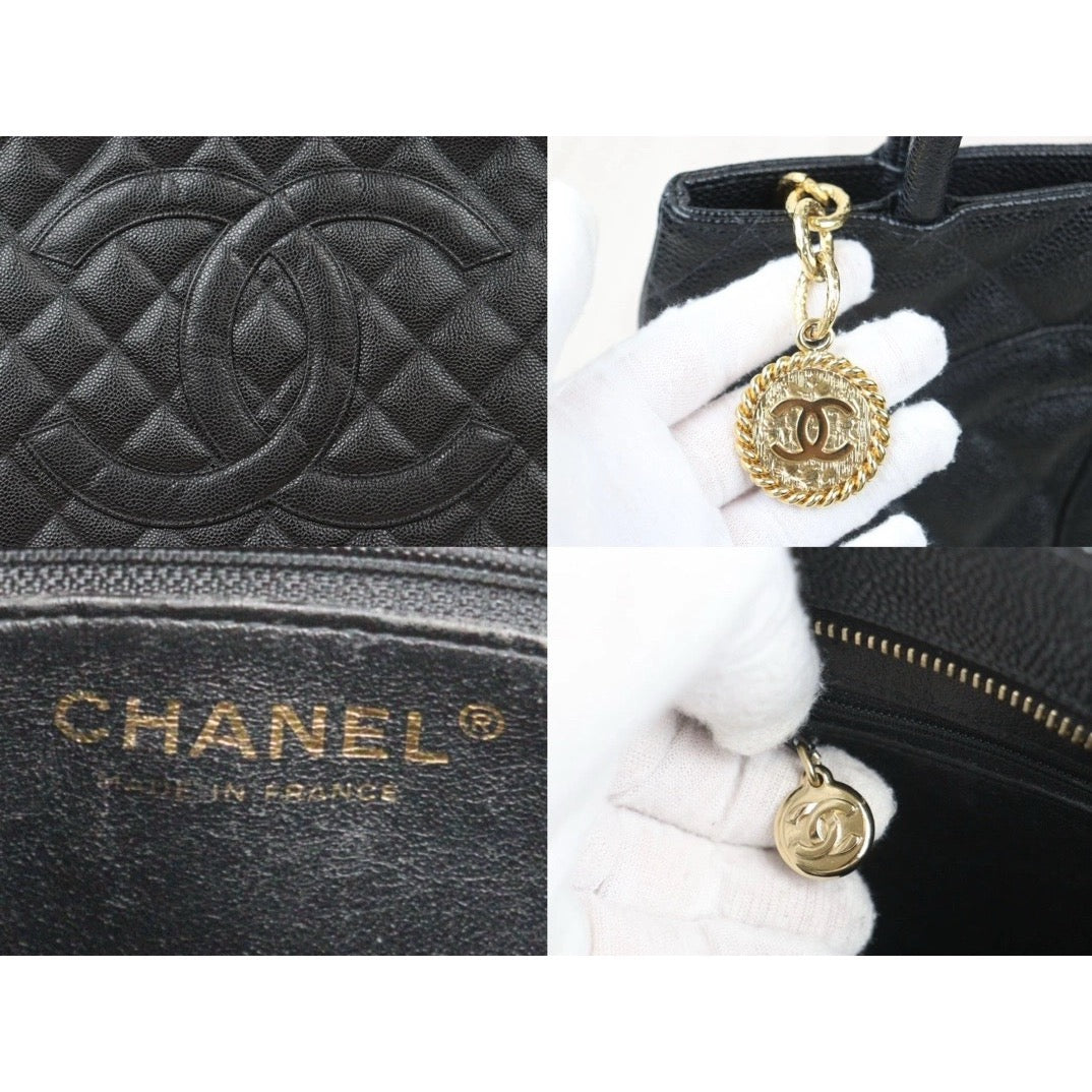 Very Good ( Rank A) ｜ CHANEL Caviar Skin Leather Calf Leather Tote Bag Black Made In 2003～2004 Year｜V24100402