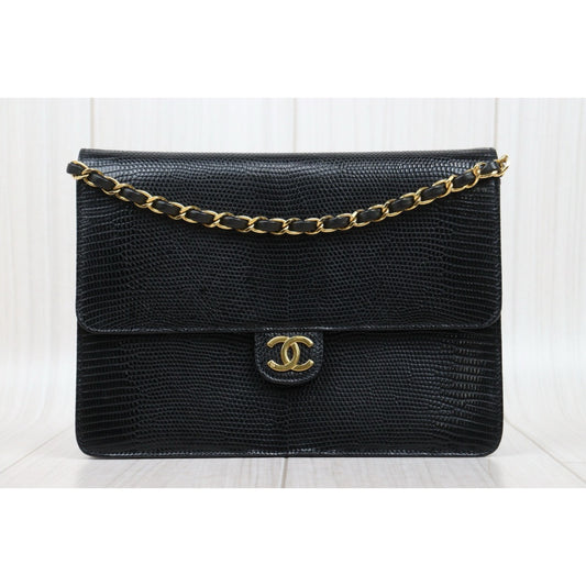 Very Good ( Rank A)｜ CHANEL  Lizard Skin Chain CF 25 Shoulder Bag Made in 1986-1988 Year ｜Y25051901